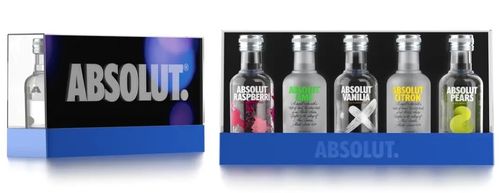 Absolut Five, Wodka Set, 5 Sorten, Mini-Flaschen, 38/40 %, 5x50ml